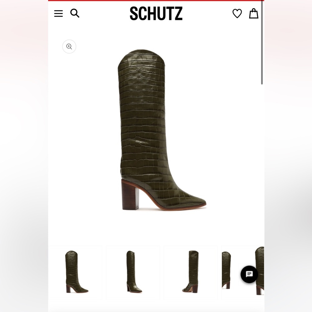 Schutz Maryana Block Crocodile-Embossed Leather Boot